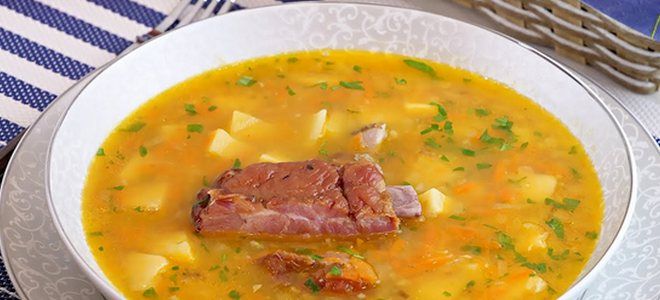 вкусный рецепт супа с копчеными ребрышками